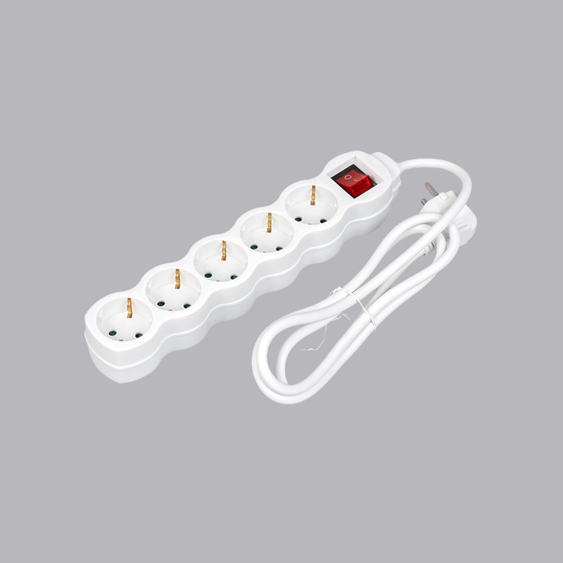 LOG-05K Tysk typ kalebassformad 5-vägs grenuttag med strömbrytare Multi-Socket