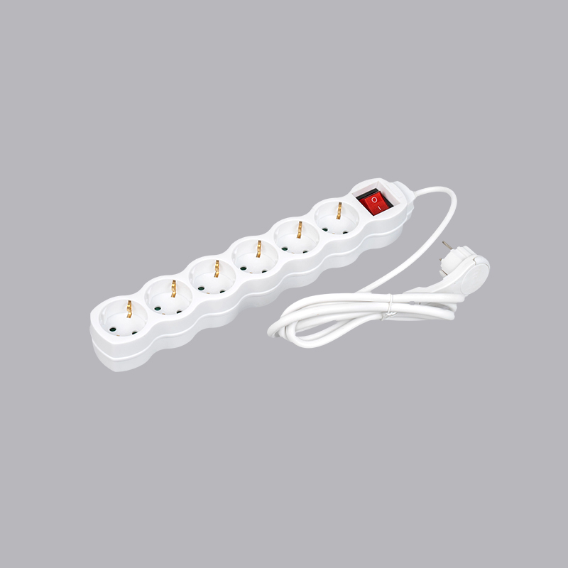 LOG-06KL Tysk kalebassformad 6-vägs grenuttag med dragring och strömbrytare Multi-Socket