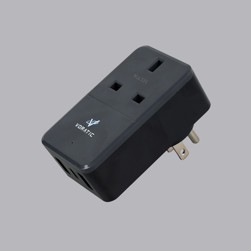 VT-926-US UK till USA, 1 uttag, 2 USB-portar, 1 typC-portar adapter