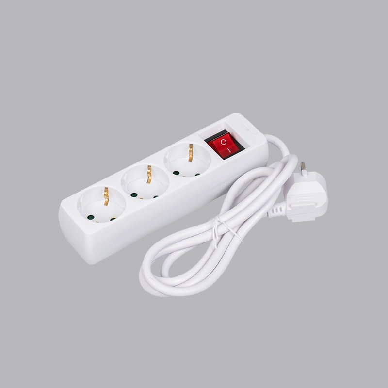 LOB-03K Tysk typ rektangulärt formad 3-vägs grenuttag med strömbrytare Multi-Socket