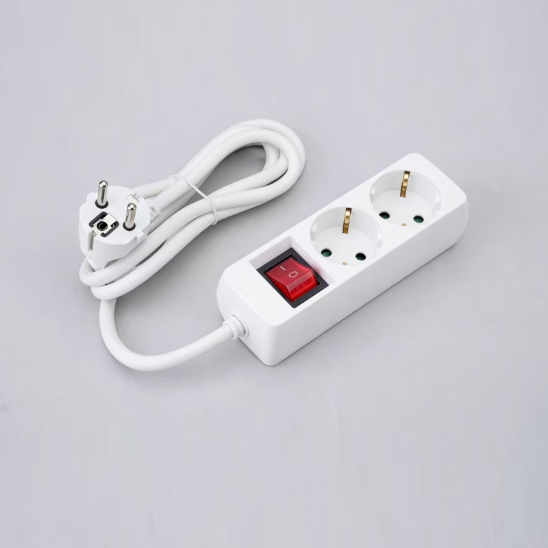 LOB-02K Tysk typ rektangulärt format 3-vägs grenuttag med strömbrytare Multi-Socket