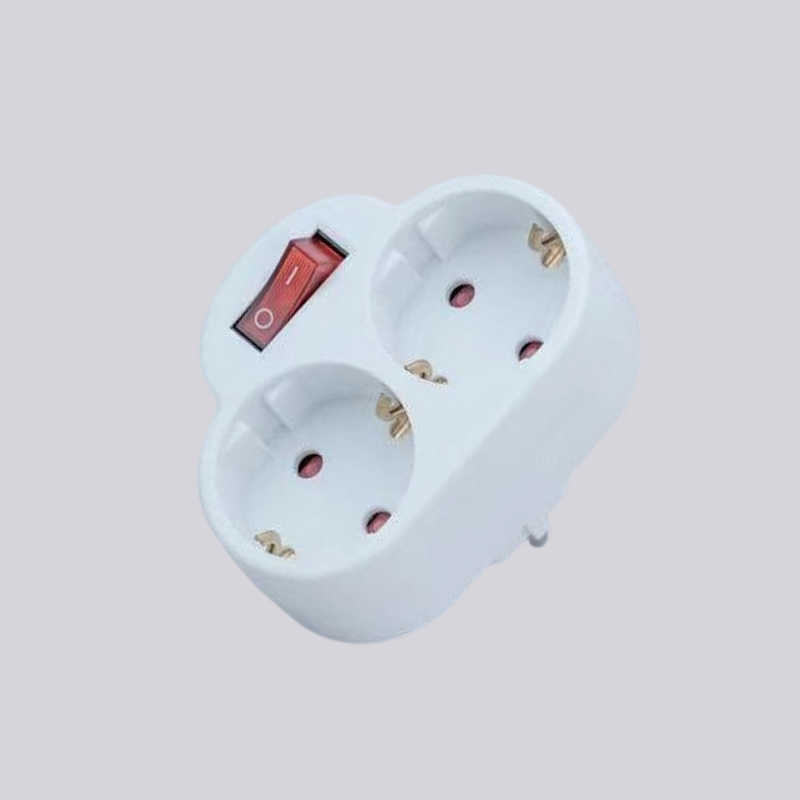 G01-02K tysk typ två runda pluggar med strömbrytaradapter